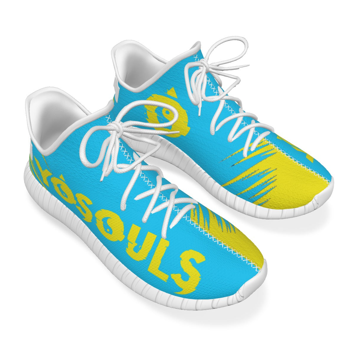 Lighting 7's Yosouls All-Over Print Men's Shoes - Aqua Blue & Yellow