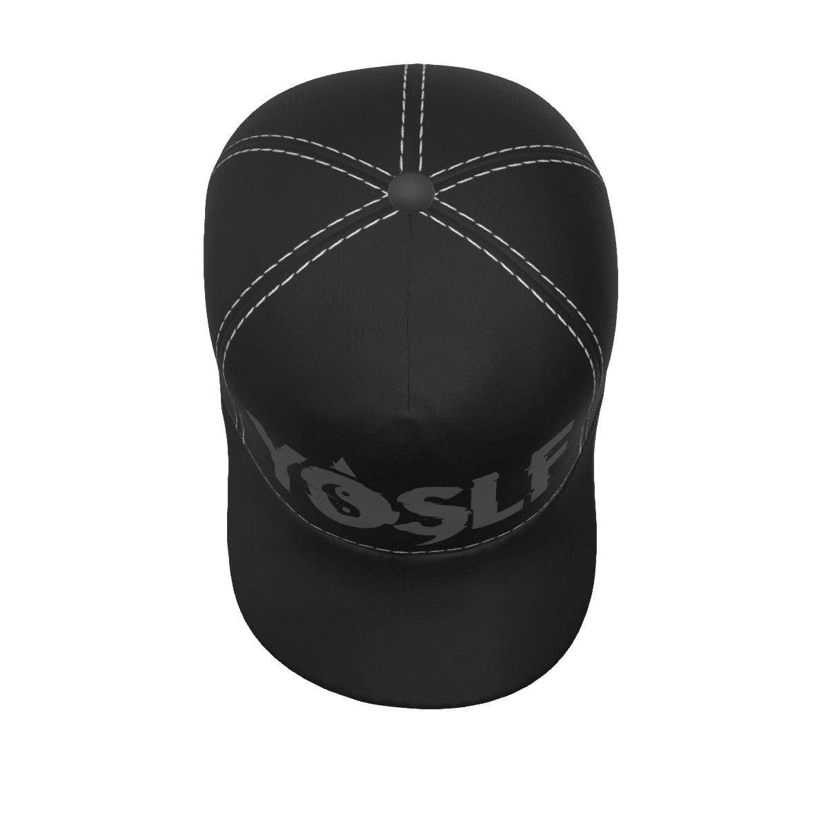 BLACK AND GREY YOSLF All-Over Print Peaked Cap