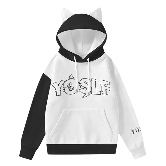 YOSLF All-Over Print Women’s Hoodie With Decorative Ears