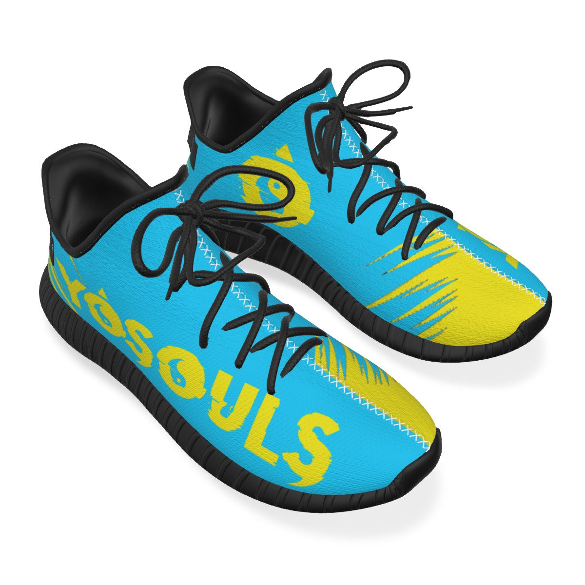 Lighting 7's Yosouls All-Over Print Men's Shoes - Aqua Blue & Yellow