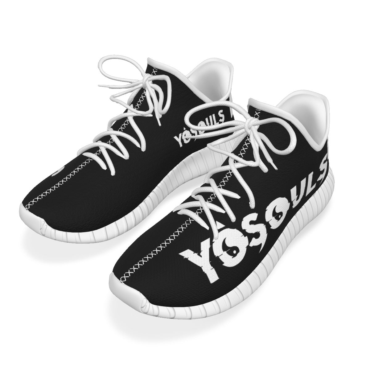 BLACK + WHITE YOSOULS 7's All-Over Print Men's YEEZY INSPIRED Shoes