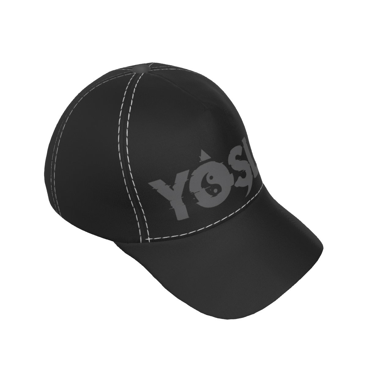 BLACK AND GREY YOSLF All-Over Print Peaked Cap