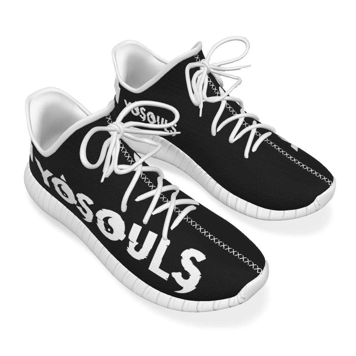 BLACK + WHITE YOSOULS 7's All-Over Print Men's YEEZY INSPIRED Shoes