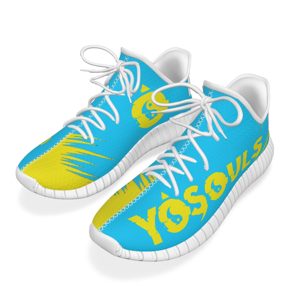 Lighting 7's Yosouls All-Over Print Men's Shoes - Aqua Blue & Yellow