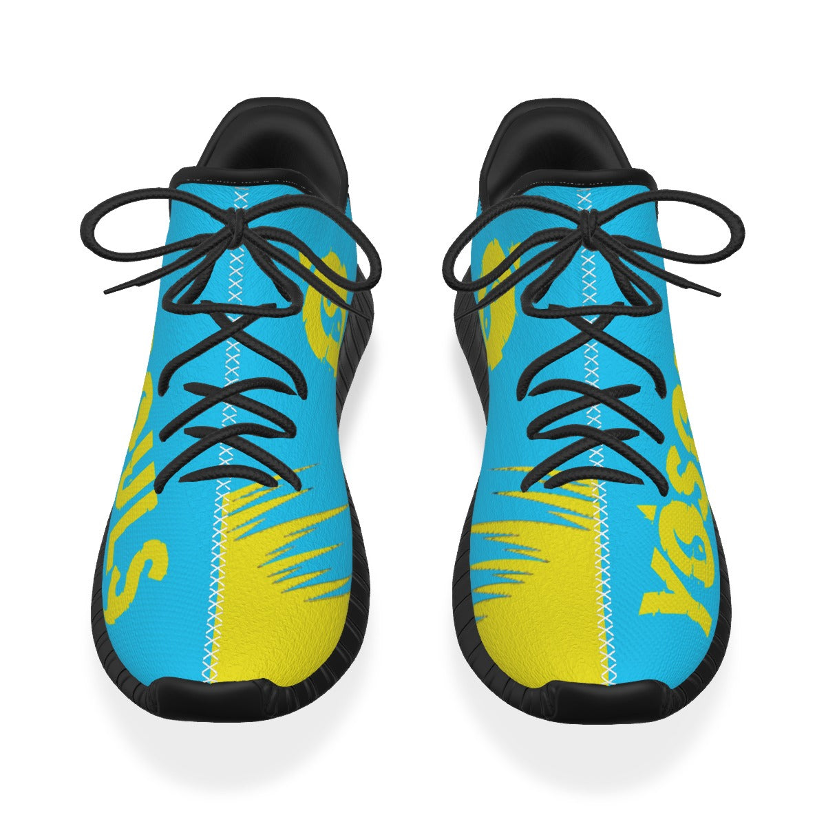 Lighting 7's Yosouls All-Over Print Men's Shoes - Aqua Blue & Yellow