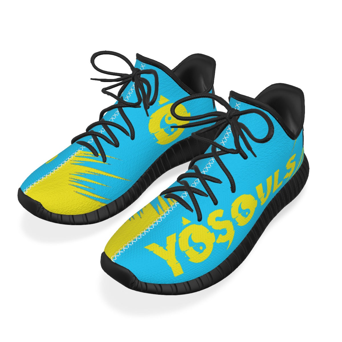 Lighting 7's Yosouls All-Over Print Men's Shoes - Aqua Blue & Yellow