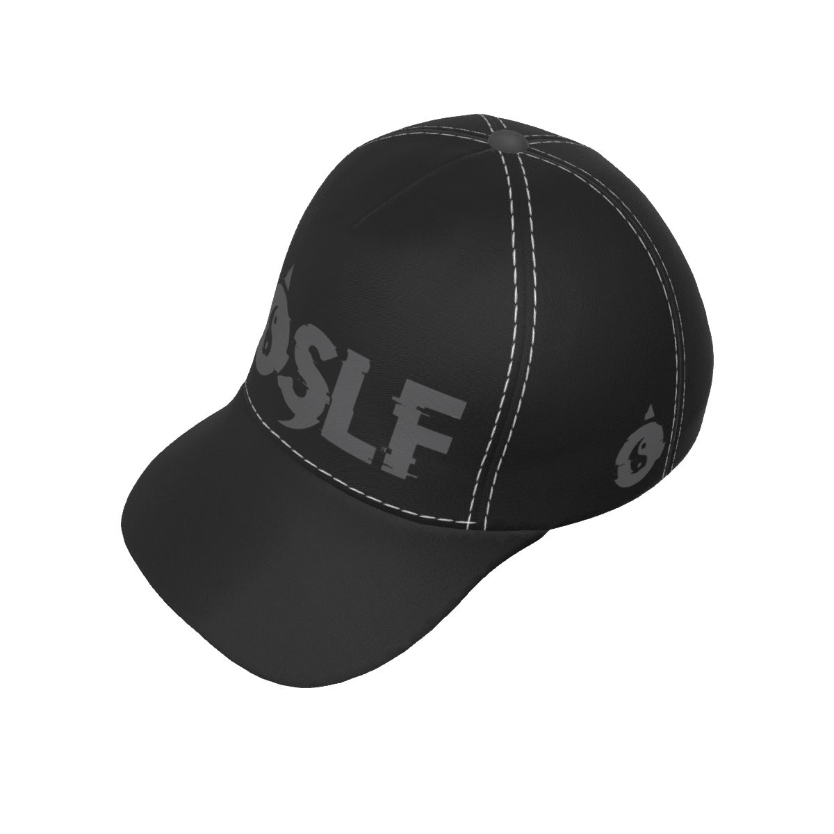 BLACK AND GREY YOSLF All-Over Print Peaked Cap