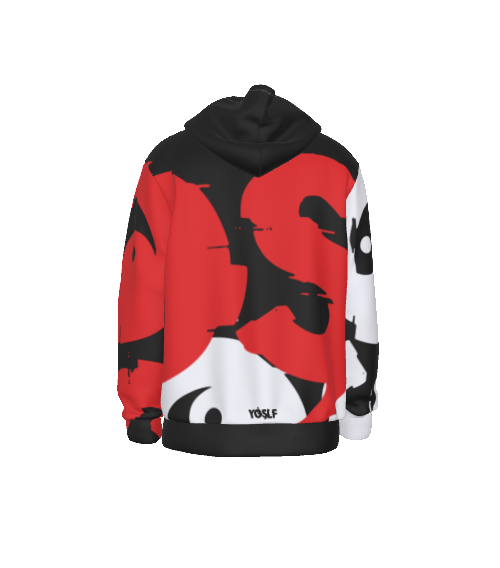 SIGNATURE BLACK AND RED YOSLF HOODIE